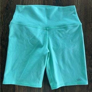 Alo Yoga High Waist Biker Short in Light Green
